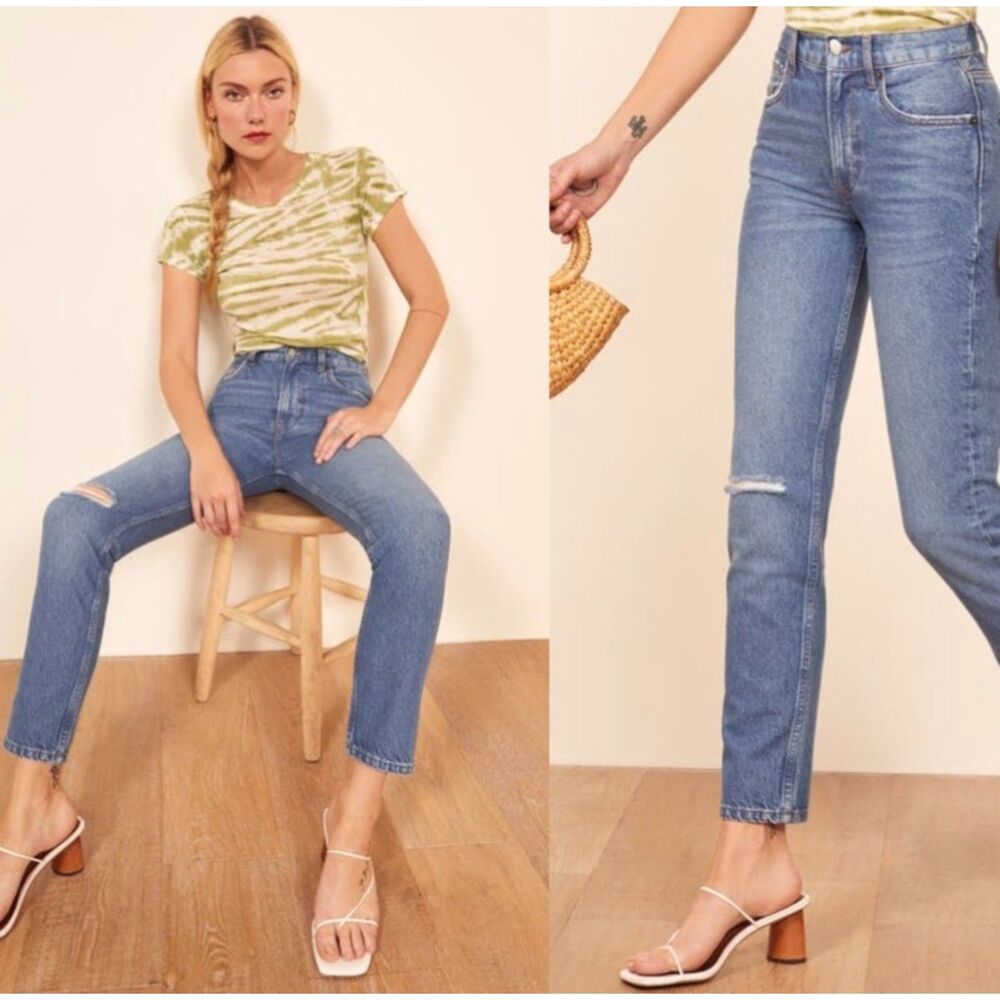 Reformation Julia High Rise Cigarette Jeans In Sonoma Destroyed 29